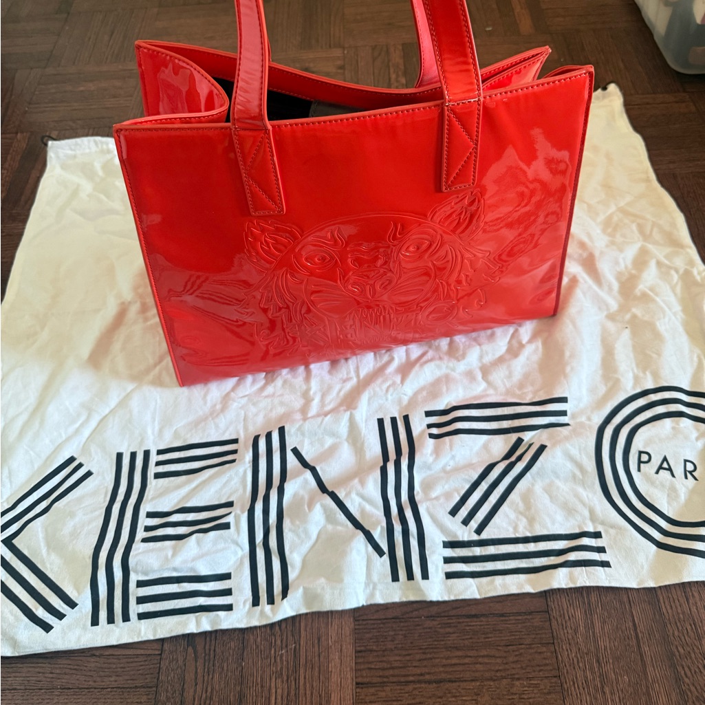 Kenzo Red Patent Leather Tote Bag
